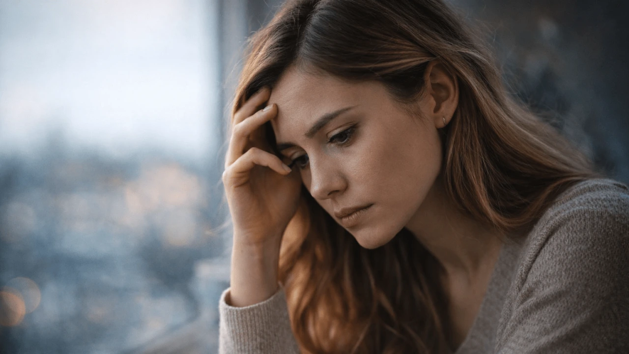 Limerence yaşayan ve düşüncelere dalmış kadın